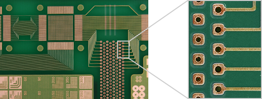 Board surface after solder resist patterning