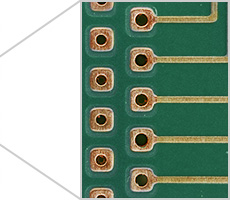 Solder resist is the green area